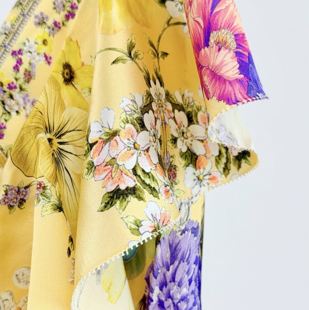 Camilla v neck bias slip dress with back frill in Darling buds - Picture 16 of 16